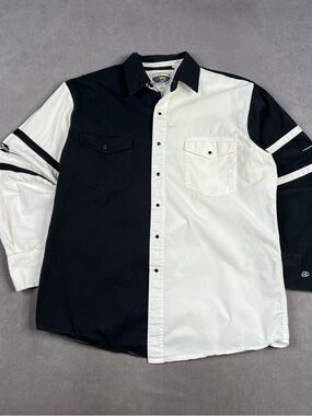 Vintage Western Two-Tone Black & White Button-Up Shirt